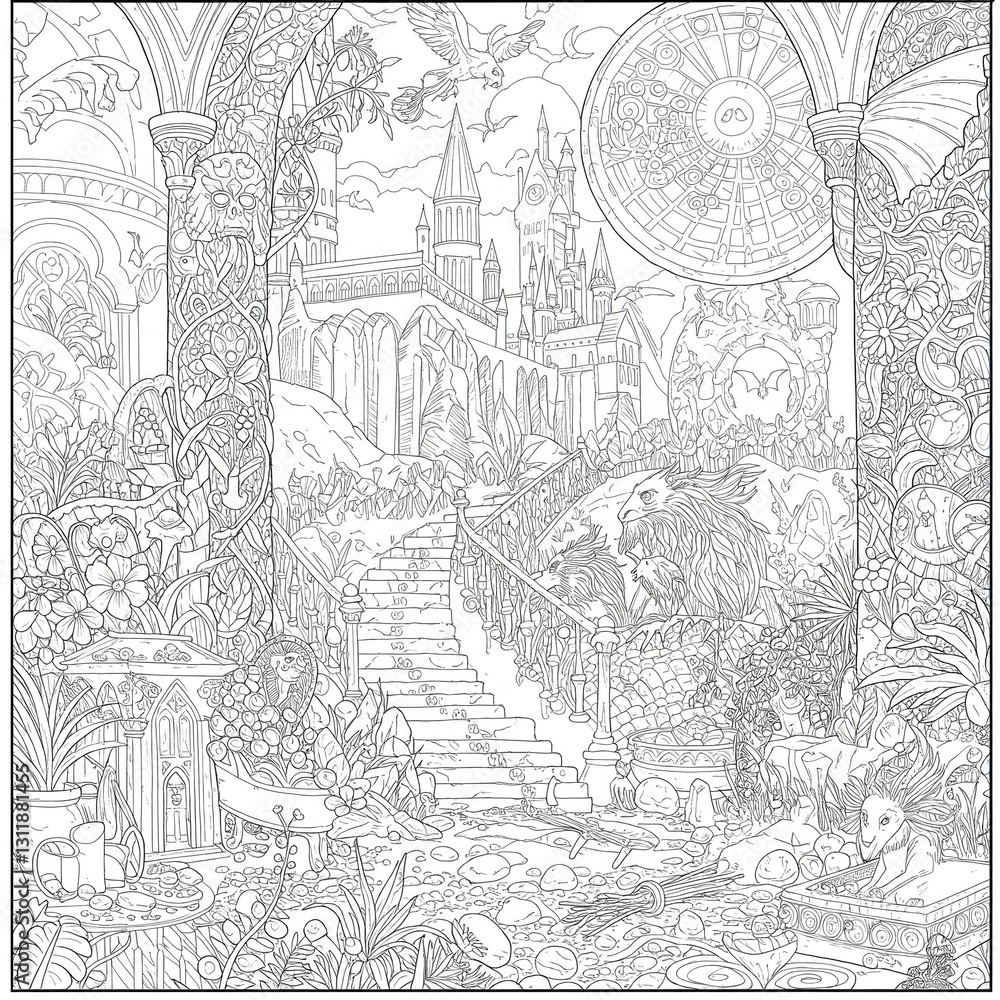 Obraz premium The act of coloring can be a meditative and therapeutic experience, allowing you to focus on the present moment and escape the stresses of daily life. As you bring the intricate illustrations to life 