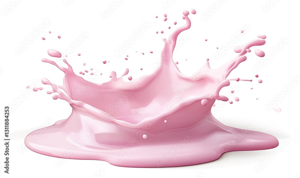 Dynamic Pink Paint Splash with Droplets on White Background Perfect for Creative Works : Generative AI Dynamic Pink Paint Splash with Droplets on White Background Perfect for Creative Works : Generative AI