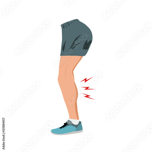 Shin hurts icon. Body pain concept, Shin pain sign. eg injured in shin area icon in outline style for mobile concept and web
