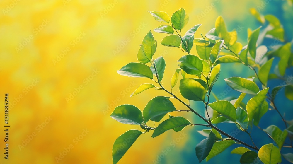 Vibrant lemon tree with bright green leaves Vibrant lemon tree with bright green leaves