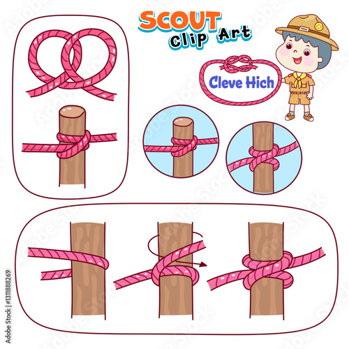 Basic Boy Scout Knots Vector.