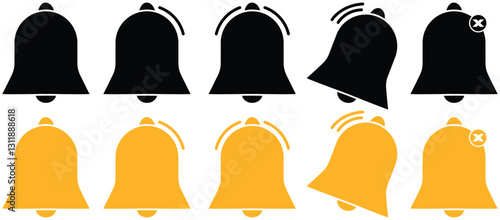 Notificasion button icon set  message ring mobile phon alaram vector illustrasio