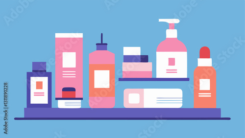 Skincare Routine Display an organized setup of skincare products that includes exosome serum with a focus on the benefits of integrating it into daily skincare.