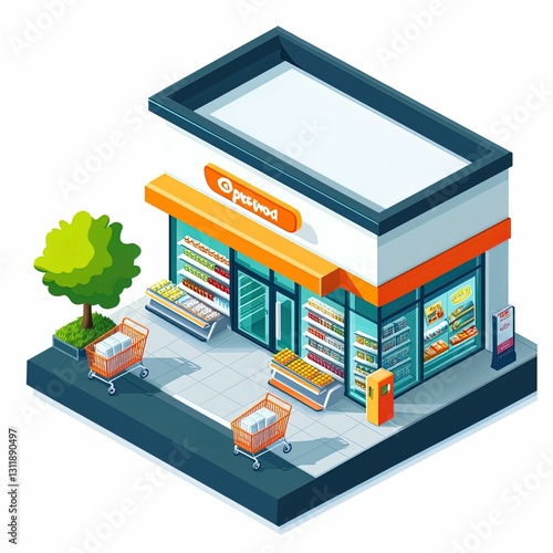 Small supermarket building.