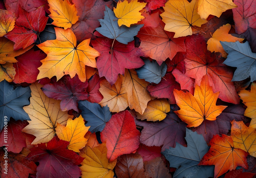 Obraz premium Vibrant Mixed Maple Leaves in Red and Yellow Tones Perfect for Autumn Mood and Decor : Generative AI