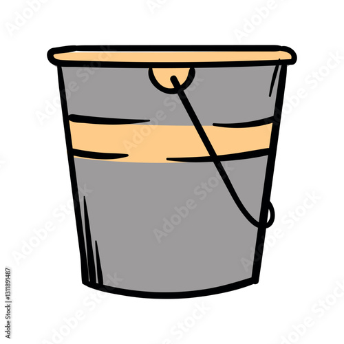 Bucket. Simple vector illustration of icon, sticker, print. Hand-drawn image isolated on white background