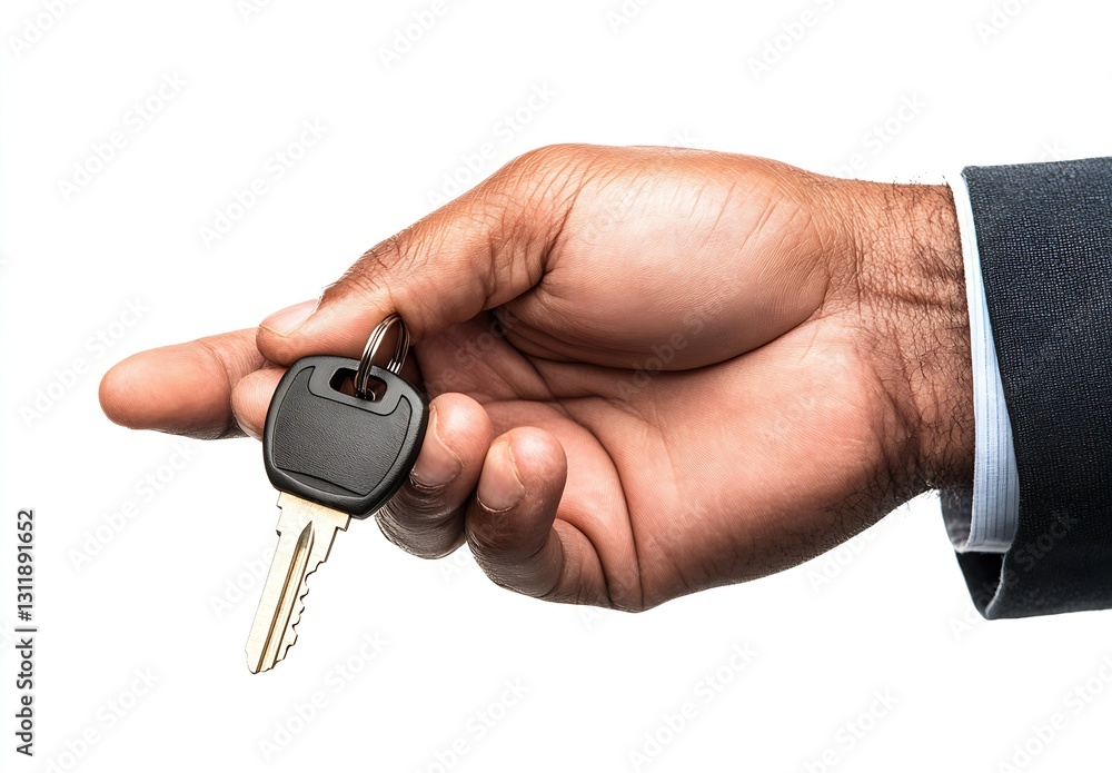 Confident adult male presenting a key as a gesture of trust and new beginnings : Generative AI Confident adult male presenting a key as a gesture of trust and new beginnings : Generative AI