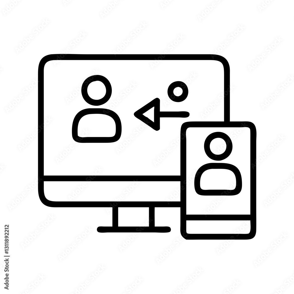screen sharing icon, screen sharing line art - simple line art of screen sharing, perfect for screen sharing logos and icons