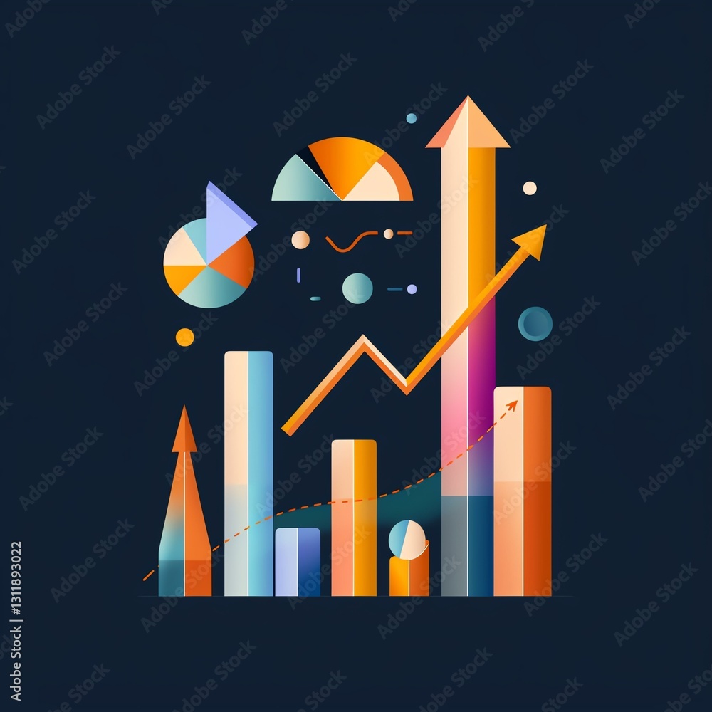 Obraz premium Colorful abstract charts illustrating business growth and data analysis concepts.