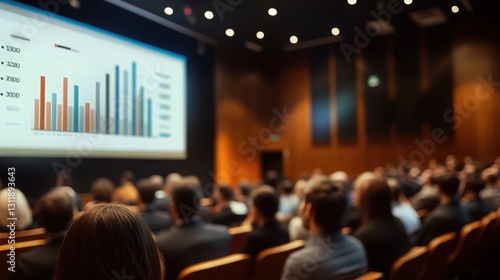 Wallpaper Mural Conference audience attentively watching a presentation with financial data Torontodigital.ca