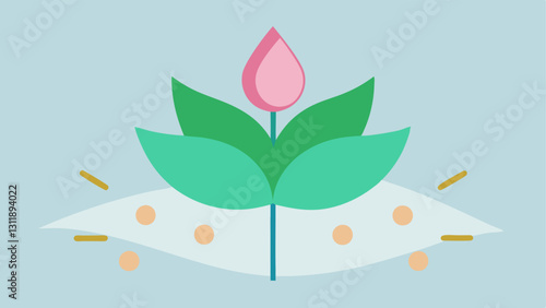 Symbolic Rejuvenation A symbolic representation of rejuvenation such as a leaf unfurling or a flower blooming indicating the revitalizing effect of exosomes on skin elasticity.