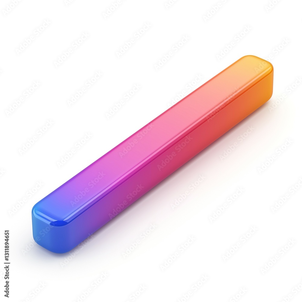 A sleek, glossy rectangle with a vibrant gradient transitioning from blue to orange, set against a clean white background. A sleek, glossy rectangle with a vibrant gradient transitioning from blue to orange, set against a clean white background.