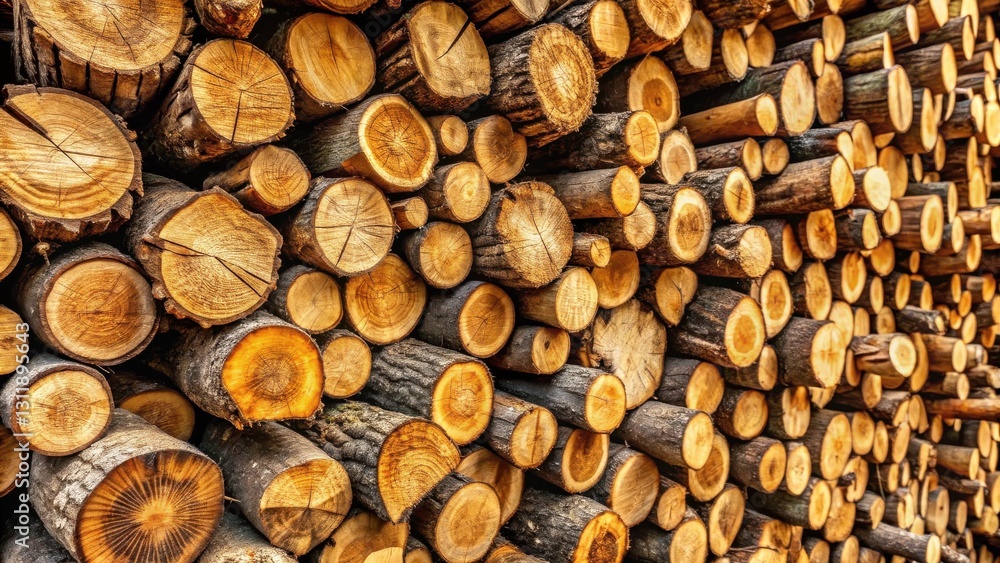 A Stack of Round Wooden Logs, Showing the Detailed Texture and Rings of the Cut Wood, Arranged in a Tight and Orderly Manner, Creating a Visually Appealing Pattern of Natural Wood Grain A Stack of Round Wooden Logs, Showing the Detailed Texture and Rings of the Cut Wood, Arranged in a Tight and Orderly Manner, Creating a Visually Appealing Pattern of Natural Wood Grain