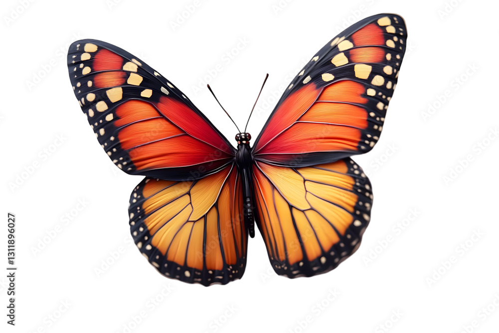 Fototapeta premium Vibrant monarch butterfly perched gracefully with open wings, showcasing intricate patterns and colors