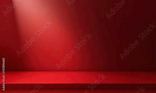 Red Platform with Spotlight Background for Product Display or Presentation