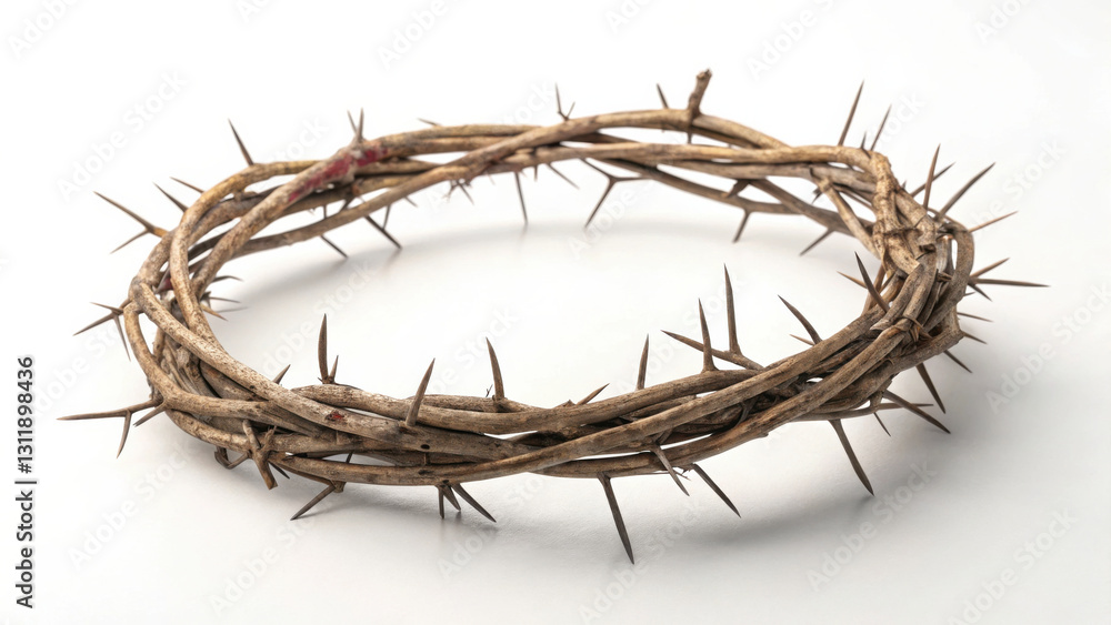 Fototapeta premium A solemn and detailed crown of thorns, intricately woven, symbolizing the suffering and sacrifice of Jesus