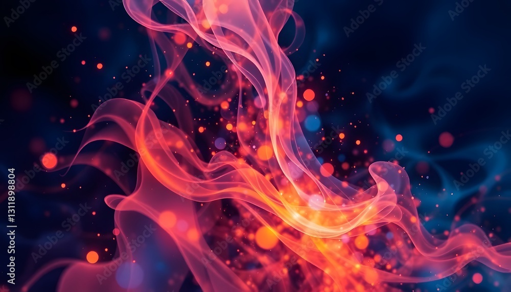 Abstract Flame Swirls and Glowing Particles Abstract Flame Swirls and Glowing Particles