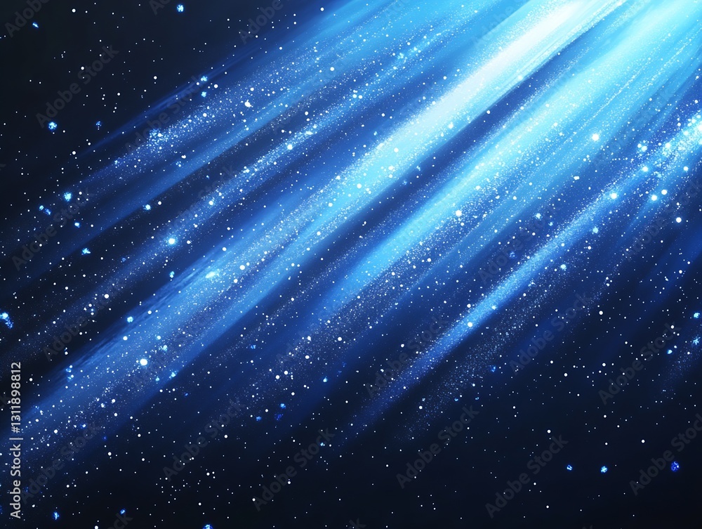 Fototapeta premium Captivating Blue Light Rays Creating a Magical Atmosphere with Cosmic Elements : Generative AI