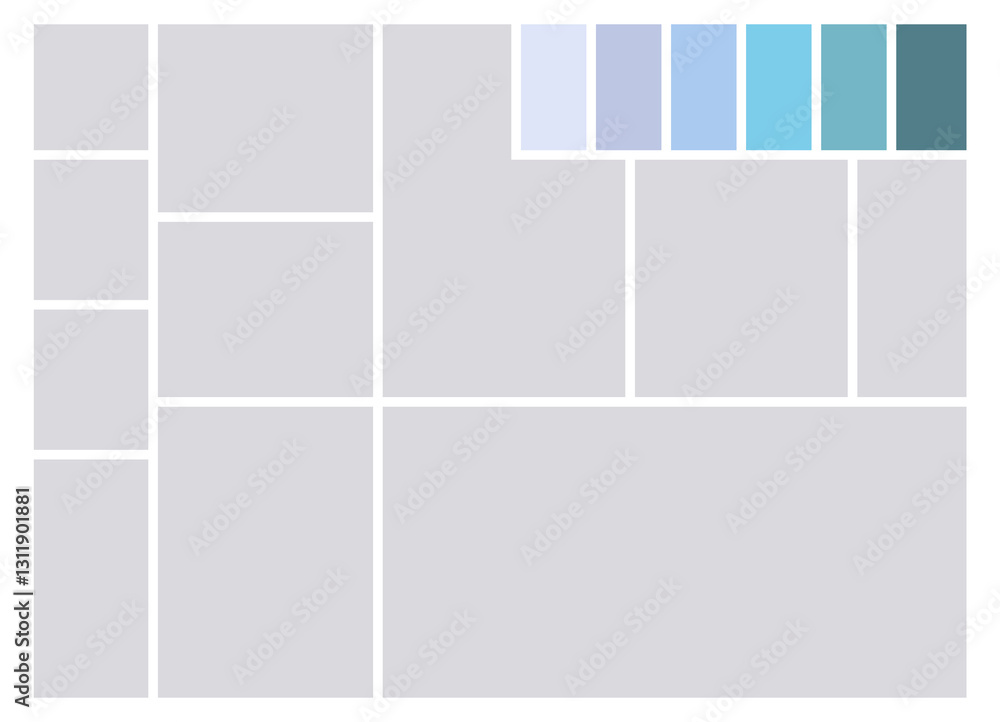 Photo collage template. Album brand board, set portfolio images. Mood board background. Mosaic picture frame. Gallery banner. illustration