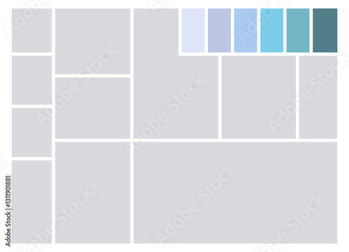 Obraz na płótnie Photo collage template. Album brand board, set portfolio images. Mood board background. Mosaic picture frame. Gallery banner. illustration w salonie