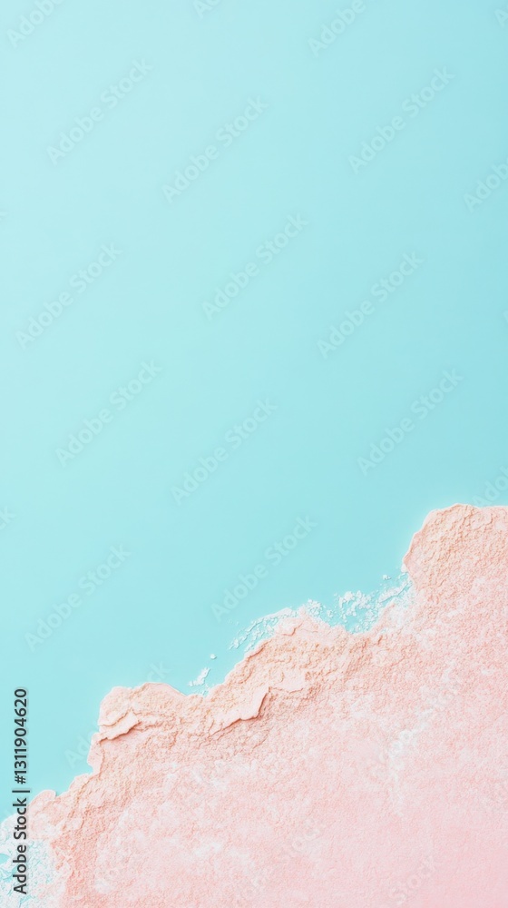 Fototapeta premium Textured pastel powder with aqua background creates a calming and textured backdrop