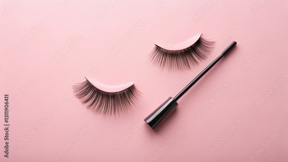 Obraz premium Enhance your eyes with these luxurious false eyelashes and lengthening mascara. Achieve a captivating and alluring gaze.