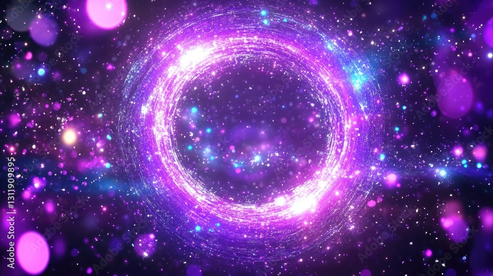 Fototapeta premium Vibrant Cosmic Energy Portal with Luminous Particles and Stars