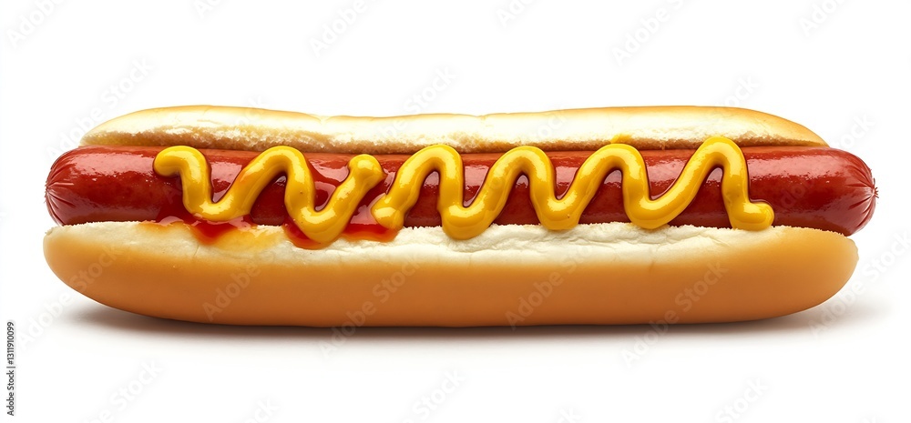 Classic Hot Dog with Mustard and Ketchup for a Tasty Street Food Experience : Generative AI Classic Hot Dog with Mustard and Ketchup for a Tasty Street Food Experience : Generative AI