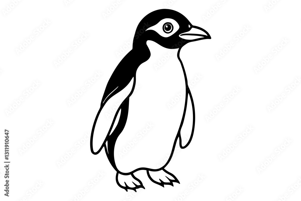 Fototapeta premium Penguin Ink Line Art