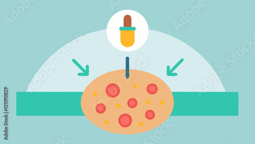 Skin Targeting A vector showing a targeted application of exosomes on areas of hyperpigmentation marked with arrows to indicate focus areas.
