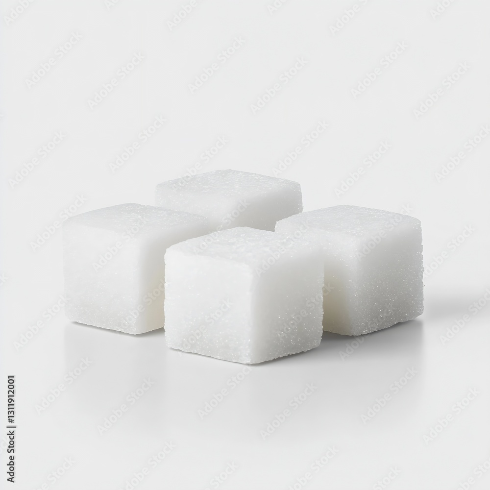 Four Sugar Cubes on a Soft Surface for Beverages and Dessert Decoration Ideas : Generative AI Four Sugar Cubes on a Soft Surface for Beverages and Dessert Decoration Ideas : Generative AI