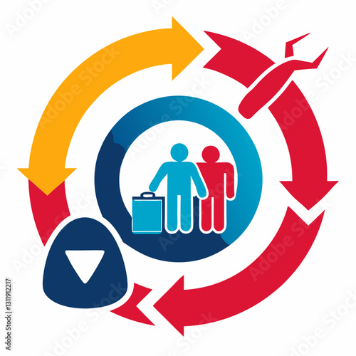 Unemployment crisis symbol illustration representing job loss cycle