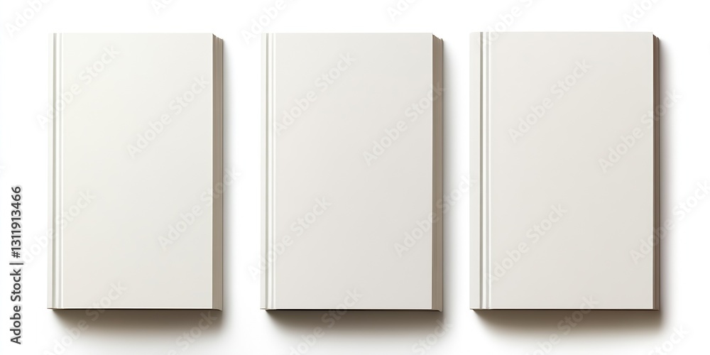 Three soft textured beige book covers lined up on a white background perfect for design and publishing concepts : Generative AI Three soft textured beige book covers lined up on a white background perfect for design and publishing concepts : Generative AI