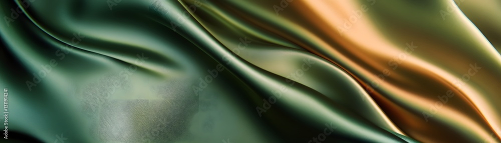 Obraz premium Elegant Draped Fabric in Green and Gold Hues