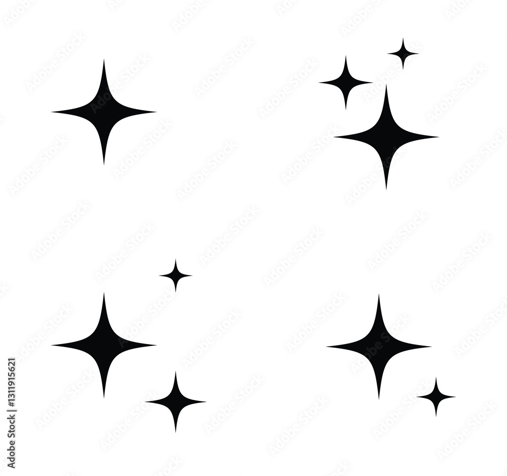 Stars sparkle icons collection. Set of star shapes. Stars sparkle icons collection. Set of star shapes.