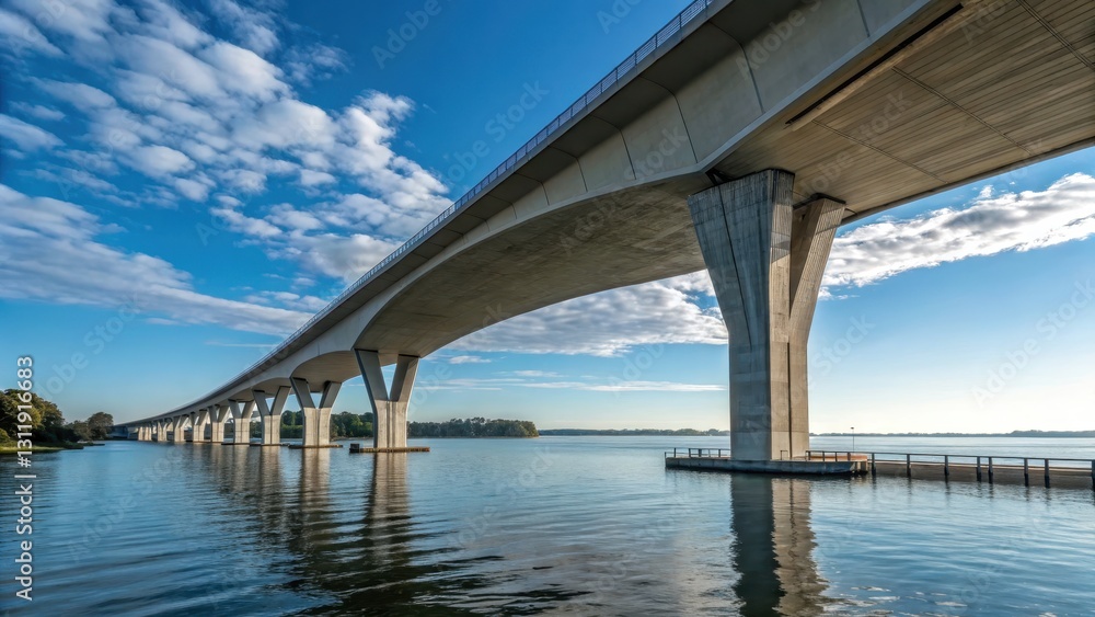 Innovative bridge construction project modern reinforced concrete engineering over water Innovative bridge construction project modern reinforced concrete engineering over water
