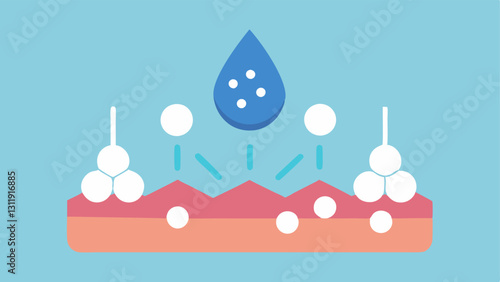 These descriptions can inform the creation of vector illustrations that visually communicate the concept of nanotechnology in skincare for moisture retention.
