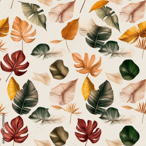 Seamless Lush pattern of leaves depicting nature's beauty with rich textures perfect for backgrounds and eco-friendly designs
