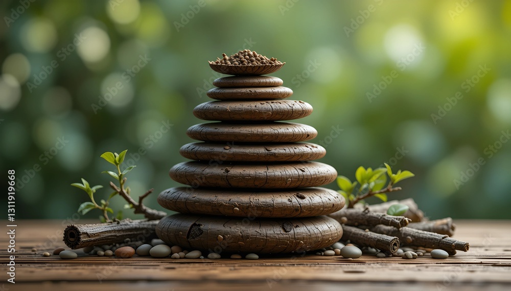 Obraz premium Aesthetic Natural Composition of Stacked Small Branches