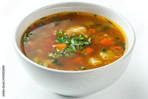 Wonton soup isolated on white background 