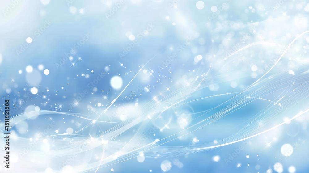 Sparkling Light Blue Abstract Background with Bokeh and Swirling Lines Sparkling Light Blue Abstract Background with Bokeh and Swirling Lines