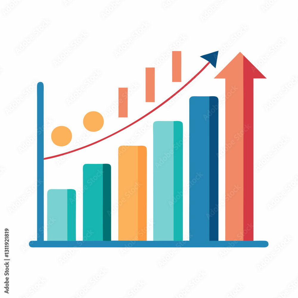 Growth chart demonstrating upward trend in data visualization Growth chart demonstrating upward trend in data visualization