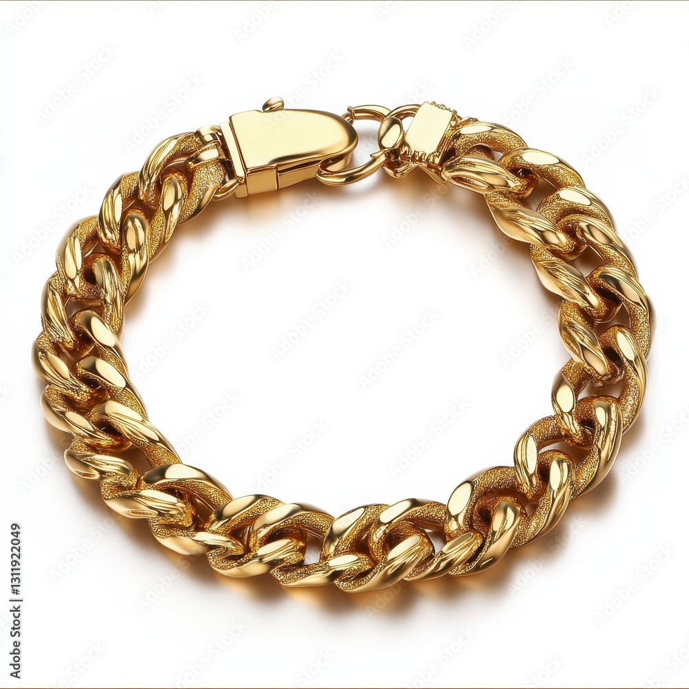 Obraz premium Golden Chain Bracelet with Polished Links and Secure Clasp