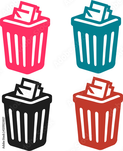 Wallpaper Mural Modern Document Disposal Icon Set in Various Colors for Waste Management and Security Awareness Torontodigital.ca