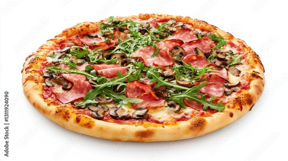 Traditional Italian Pizza with Ham, Mushrooms, and Ar Traditional Italian Pizza with Ham, Mushrooms, and Ar