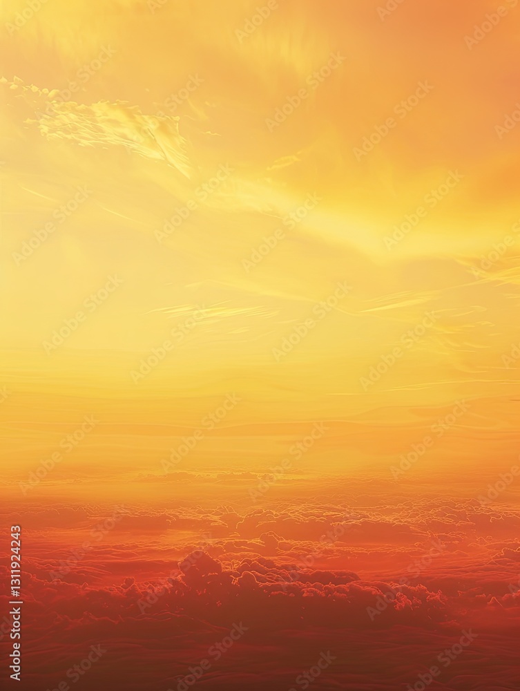 Ethereal golden hour sky view with layers of clouds at sunset Ethereal golden hour sky view with layers of clouds at sunset