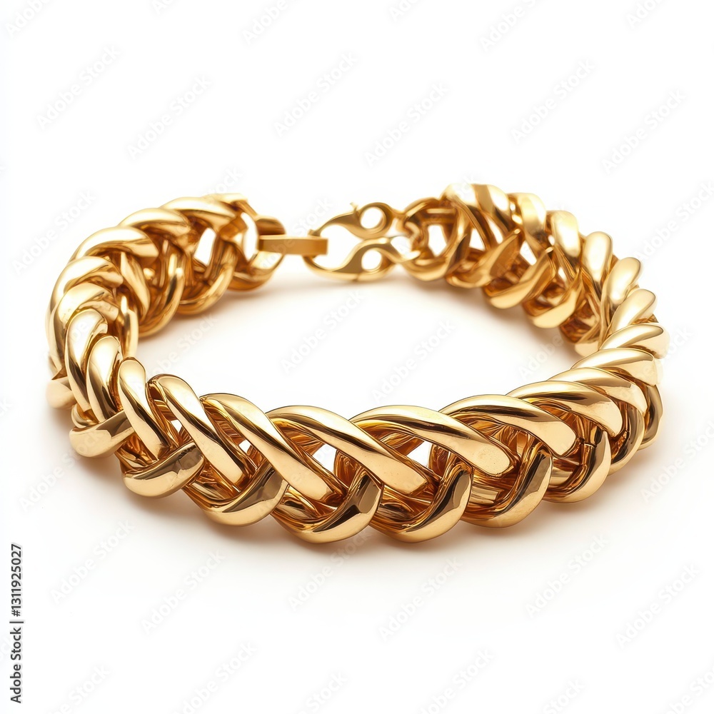 Elegant Gold Chain Bracelet with Intricate Design and Glossy Finish Elegant Gold Chain Bracelet with Intricate Design and Glossy Finish
