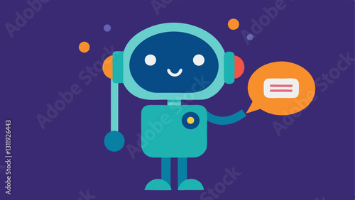 Virtual Assistant Icon A friendly floating character resembling a digital assistant with headphones and a speech bubble showing wellness tips set against a techthemed background.