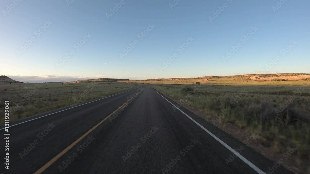 Timelapse Car Driving Front Facing POV America Highway Green Vegetation Timelapse Car Driving Front Facing POV America Highway Green Vegetation