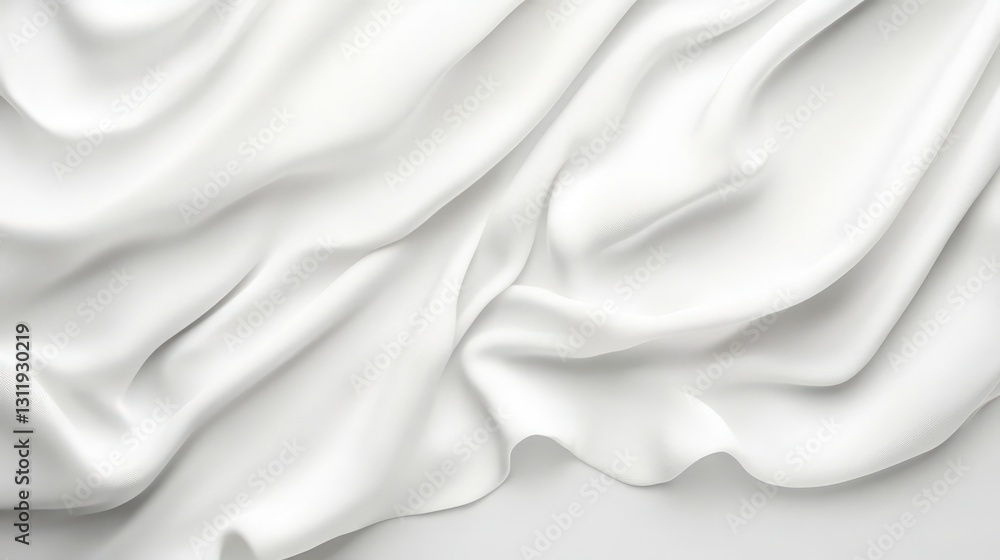 Elegant white fabric with soft folds and smooth texture creates a gentle flow Elegant white fabric with soft folds and smooth texture creates a gentle flow